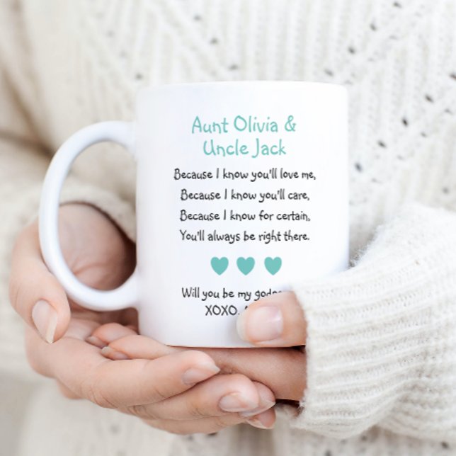 Cute Will You Be My Godparents Poem Photo Coffee Mug (Creator Uploaded)