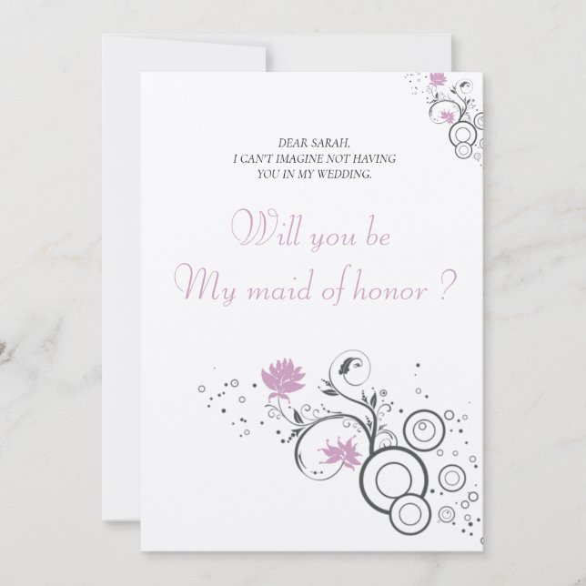 cute will you be my maid of honour invitation (Front)