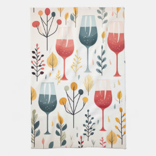 Cute wine cups kitchen towel