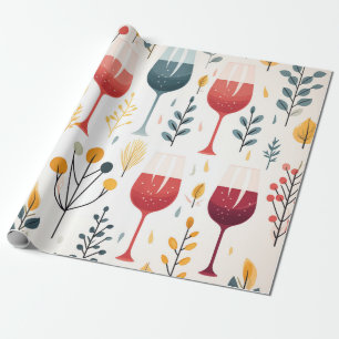 Cute wine cups wrapping paper