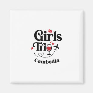 Cute Wine Girls Trip Cambodia Travel Vacation  Magnet