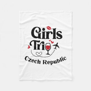 Cute Wine Girls Trip Czech Republic Travel Vacatio Fleece Blanket