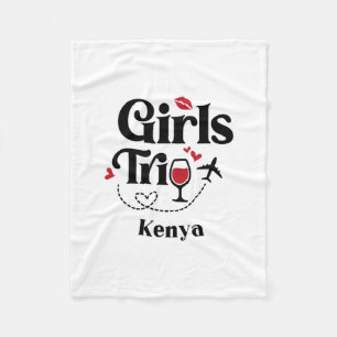 Cute Wine Girls Trip Kenya Travel Vacation Fleece Blanket
