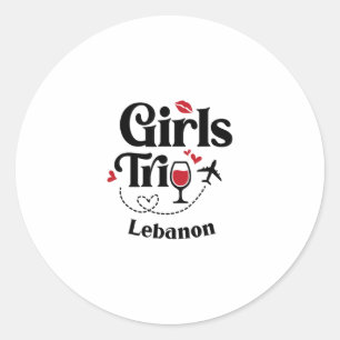 Cute Wine Girls Trip Lenon Travel Vacation Classic Round Sticker
