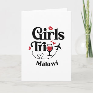 Cute Wine Girls Trip Malawi Travel Vacation  Card
