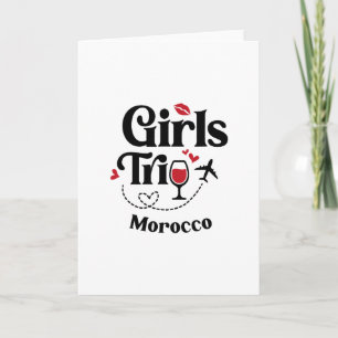 Cute Wine Girls Trip Morocco Travel Vacation Card