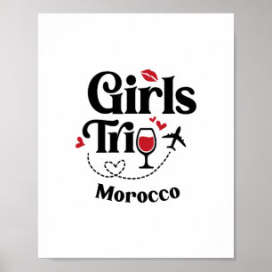 Cute Wine Girls Trip Morocco Travel Vacation Poster