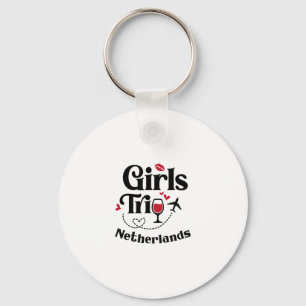 Cute Wine Girls Trip Netherlands Travel Vacation Key Ring