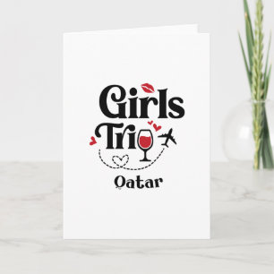 Cute Wine Girls Trip Qatar Travel Vacation Card