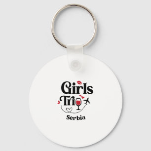 Cute Wine Girls Trip Serbia Travel Vacation Key Ring