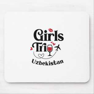 Cute Wine Girls Trip Uzbekistan Travel Vacation Mouse Pad