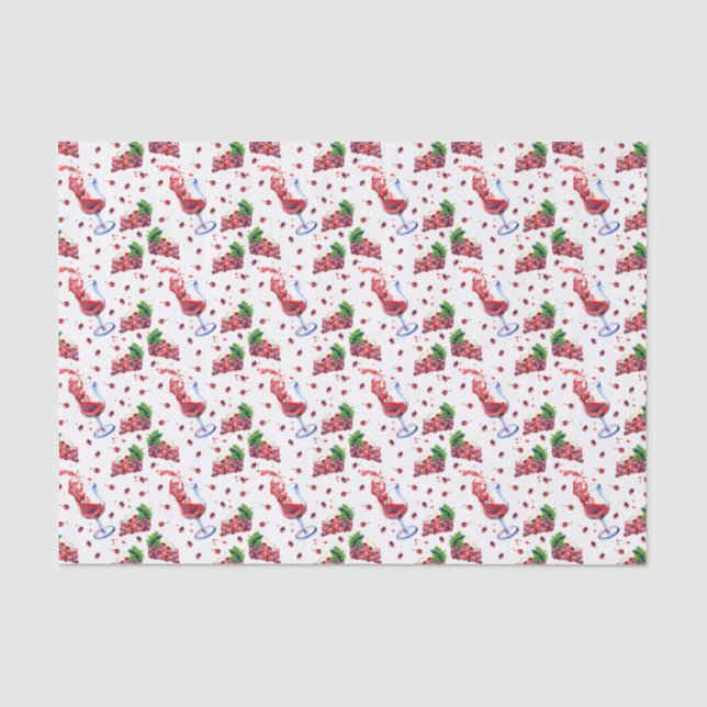 cute wine lovers tiled party  tissue paper (Front)