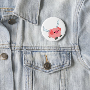 Cute Winged Cartoon Pig 6 Cm Round Badge