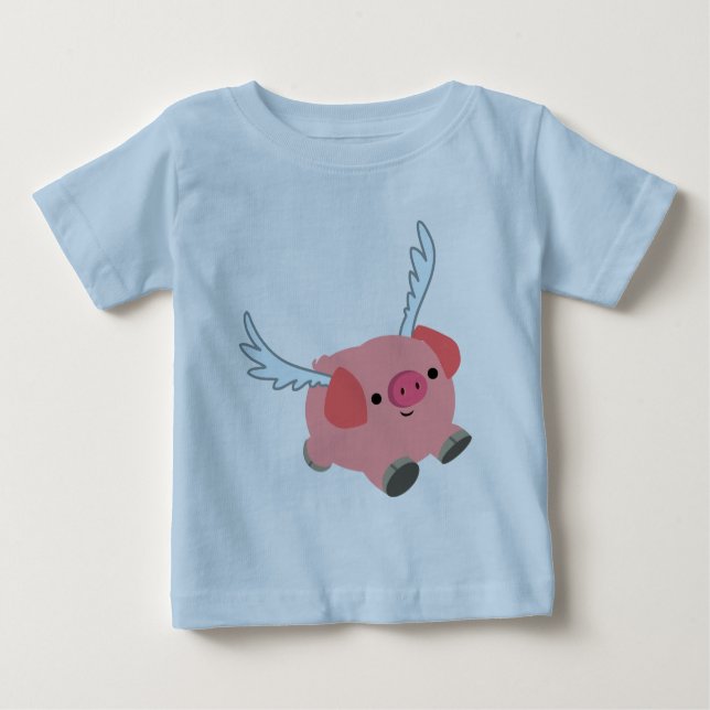 Cute Winged Cartoon Pig Baby T-Shirt (Front)