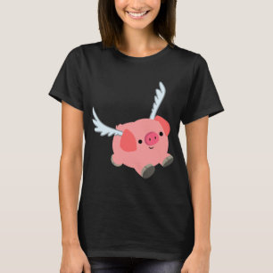 Cute Winged Cartoon Pig Women T-Shirt