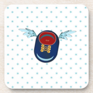 Cute winged shoe cartoon & stars coaster
