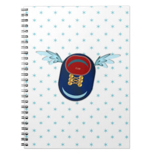 Cute winged shoe cartoon & stars spiral notebook