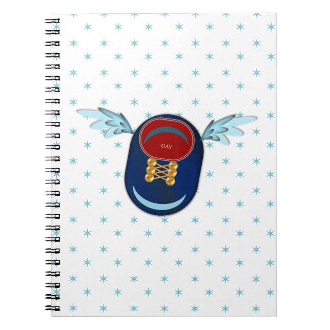 Cute winged shoe cartoon & stars spiral notebook (Front)