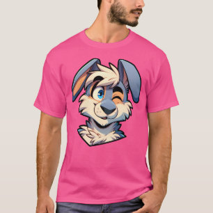Cute Winking Anthro Furry Rabbit Art T-Shirt