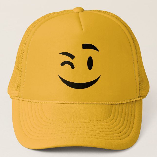 Cute winking at you emoji trucker hat (Front)