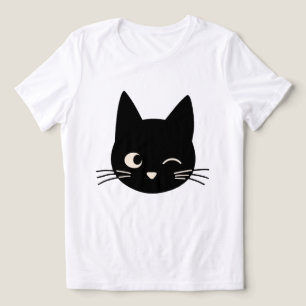 Cute Winking Black Cat Face Tri-Blend Shirt