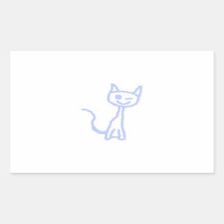 Cute winking cat. Blue. Rectangular Sticker