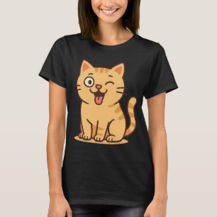 Cute Winking Cat Cartoon – Funny Kawaii Kitty T-Shirt