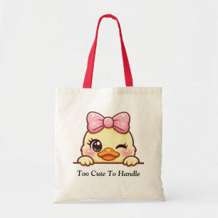 Cute Winking Duck Pink Bow Tote Bag