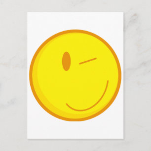 cute winking face postcard