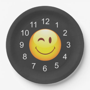 Cute Winking Happy Face & Numbers Paper Plate