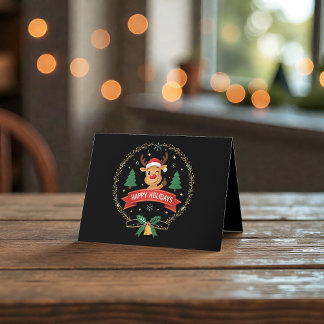 Cute Winking Reindeer Happy Holidays Christmas Car Thank You Card