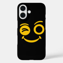 Cute Winking Smiley Face Black Phone Case