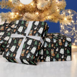 Cute Winter Animals Pattern Christmas  Wrapping Paper<br><div class="desc">This cute wrapping paper features winter animals, wearing hats and scarves - you'll find polar bears, penguins, foxes, squirrels, and rabbits. Snowflakes, candy canes, Christmas trees, and gingerbread man cookies add a fun, whimsical touch. The background colour is black, but it can be customised to any colour you'd like. Perfect...</div>