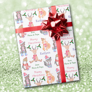 Cute Winter Animals Personalised Christmas Wrapping Paper