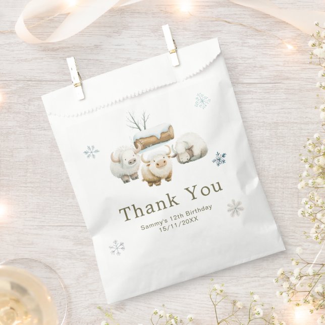 Cute Winter Arctic Cow Birthday Favour Bags (Clipped)