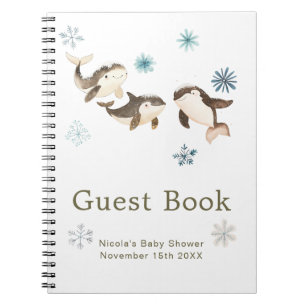 Cute Winter Arctic Whale Baby Shower Guest Book