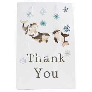 Cute Winter Arctic Whale Baby Shower Medium Gift Bag