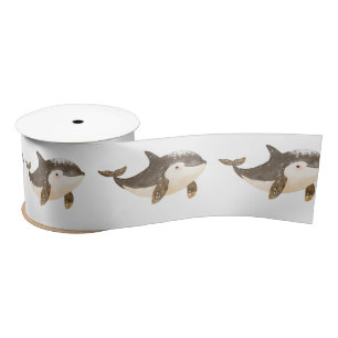 Cute Winter Arctic Whale Satin Ribbon