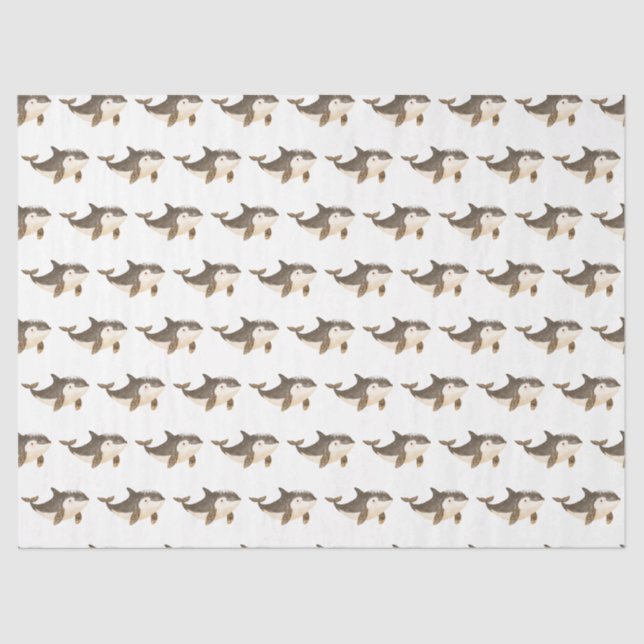 Cute Winter Arctic Whale Tissue Paper (Front)