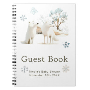 Cute Winter Arctic Wolf Baby Shower Guest Book