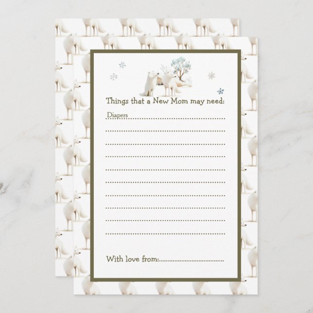 Cute Winter Arctic Wolf Baby Shower Invitation (Front/Back)