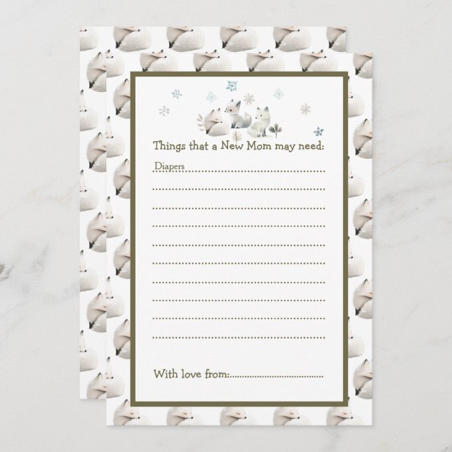 Cute Winter Arctic Wolf Baby Shower Invitation (Front/Back)