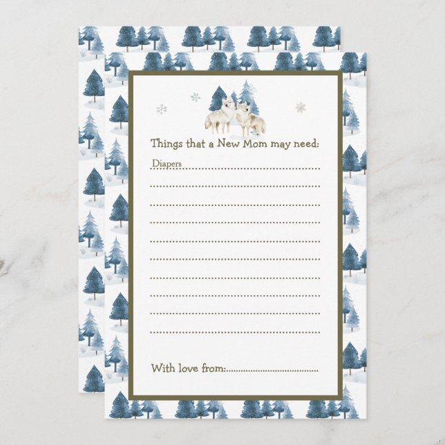 Cute Winter Arctic Wolf Baby Shower Invitation (Front/Back)