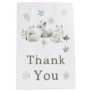 Cute Winter Arctic Wolf Baby Shower Medium Gift Bag