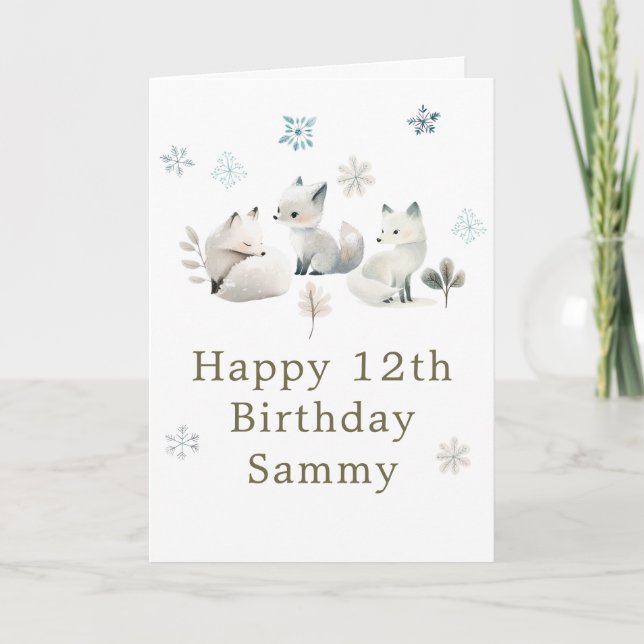 Cute Winter Arctic Wolf Birthday Party Card (Front)