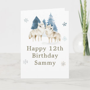 Cute Winter Arctic Wolf Birthday Party Card