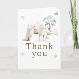 Cute Winter Arctic Wolf Birthday Party Thank You Card