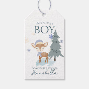 Cute Winter Baby Deer Boy Fawn Gift Tags