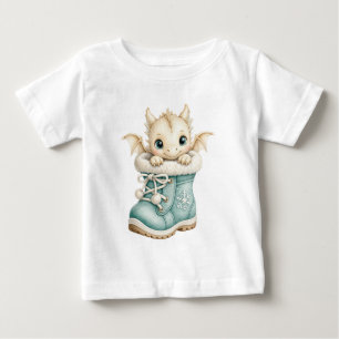Cute Winter Baby Dragon in Snow Boot Kids T-Shirt