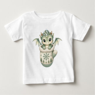 Cute Winter Baby Dragon Mitten Watercolor  T-Shirt